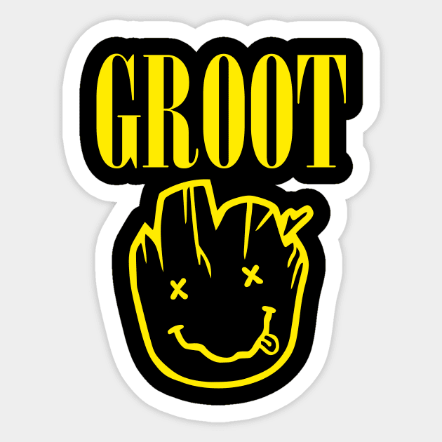 Groot Nirvana Mash Up Sticker by Vault Emporium